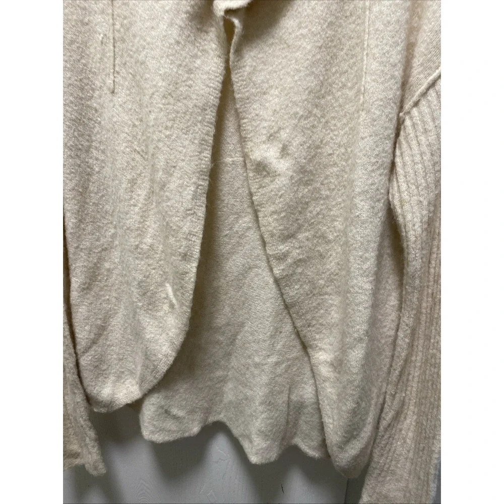 Free People Cascade Cream Soft Knit Mock Neck Sweater Cardigan Small